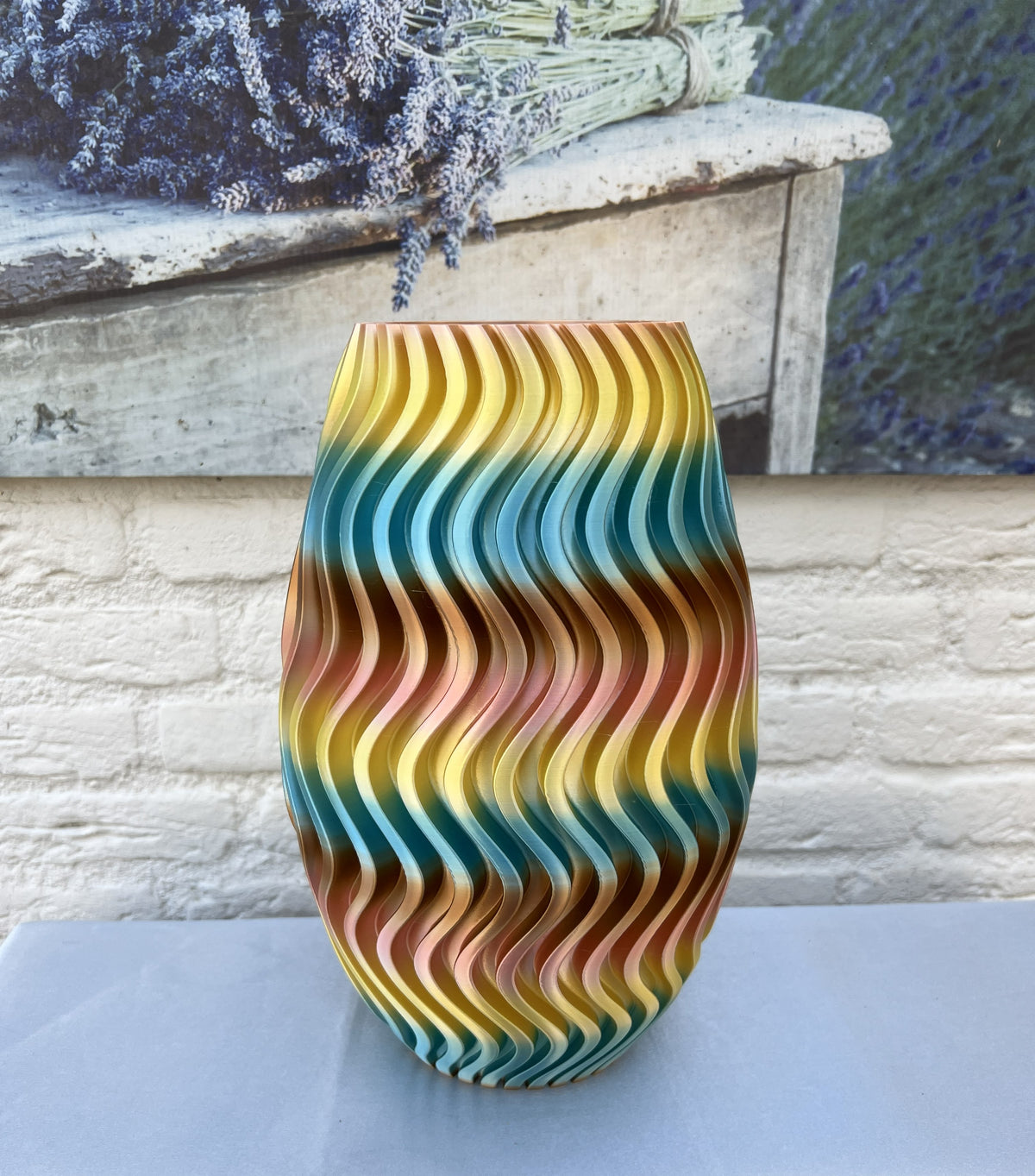 Bloemenvaas voor droogbloemen 30cm rainbow morning glow