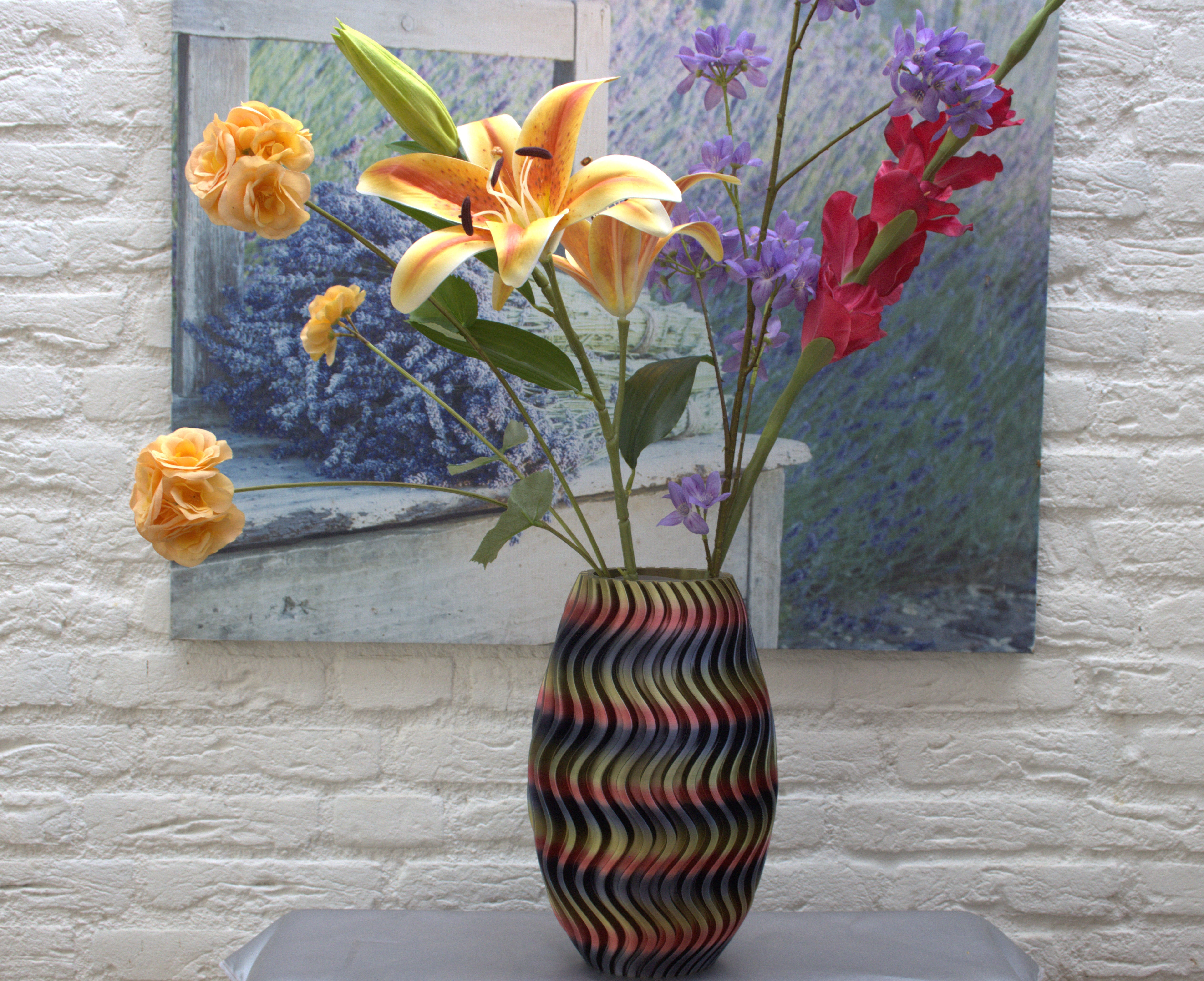 Bloemenvaas voor droogbloemen in moring glow sunrise kleuren