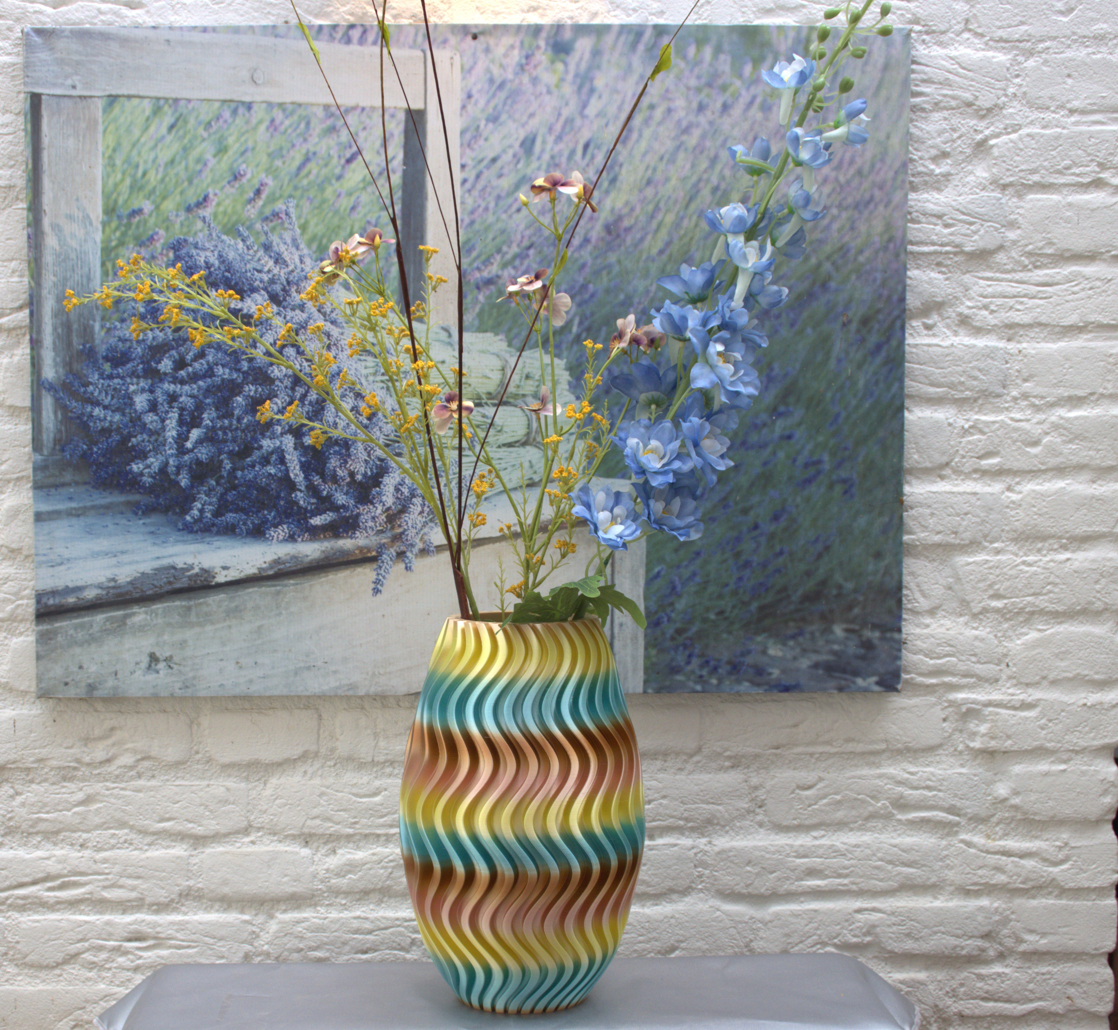 Bloemenvaas voor droogbloemen 30cm rainbow morning glow