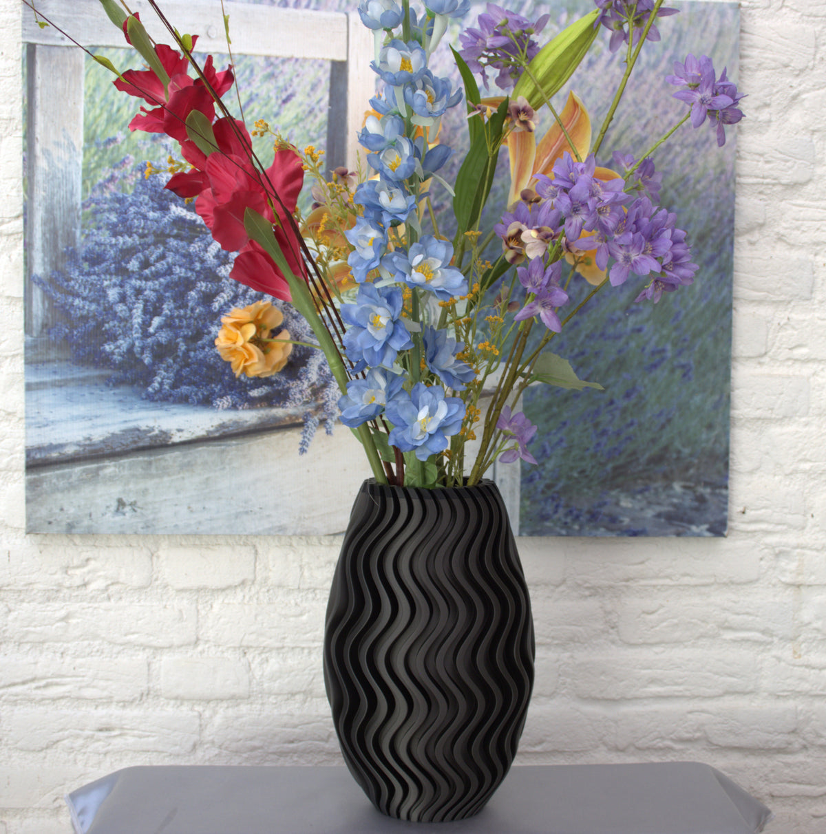 Bloemenvaas  30cm voor droog zijde bloemen kleur metal 13100