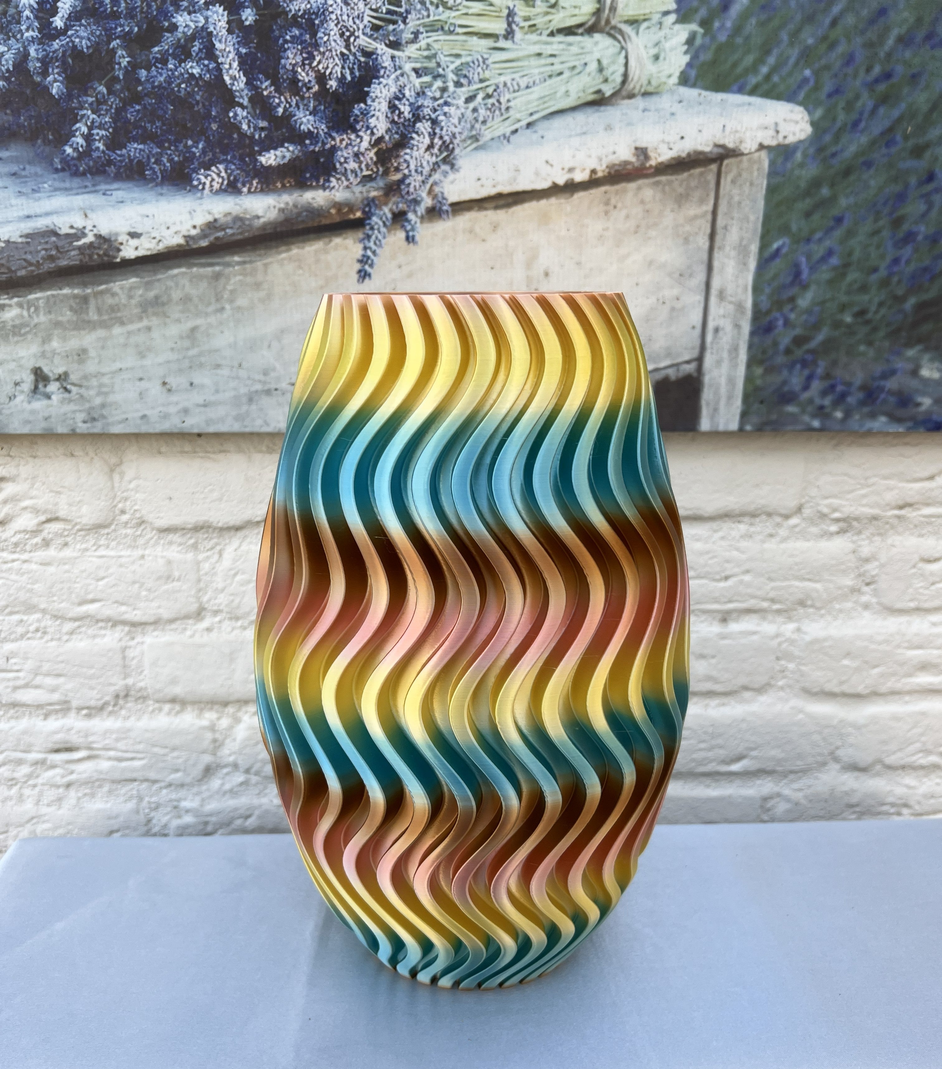 Bloemenvaas voor droogbloemen 30cm rainbow morning glow