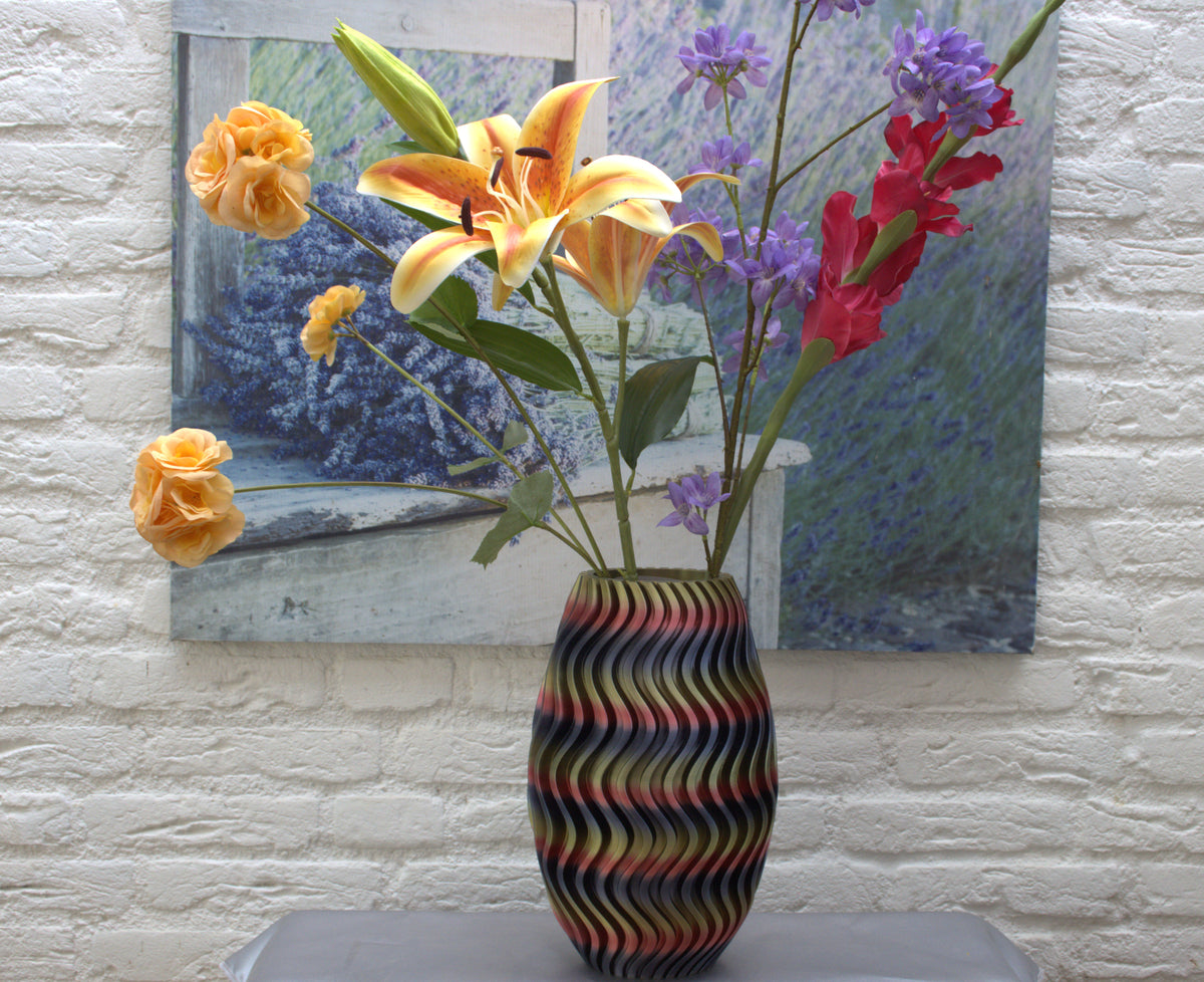 Bloemenvaas voor droogbloemen in moring glow sunrise kleuren
