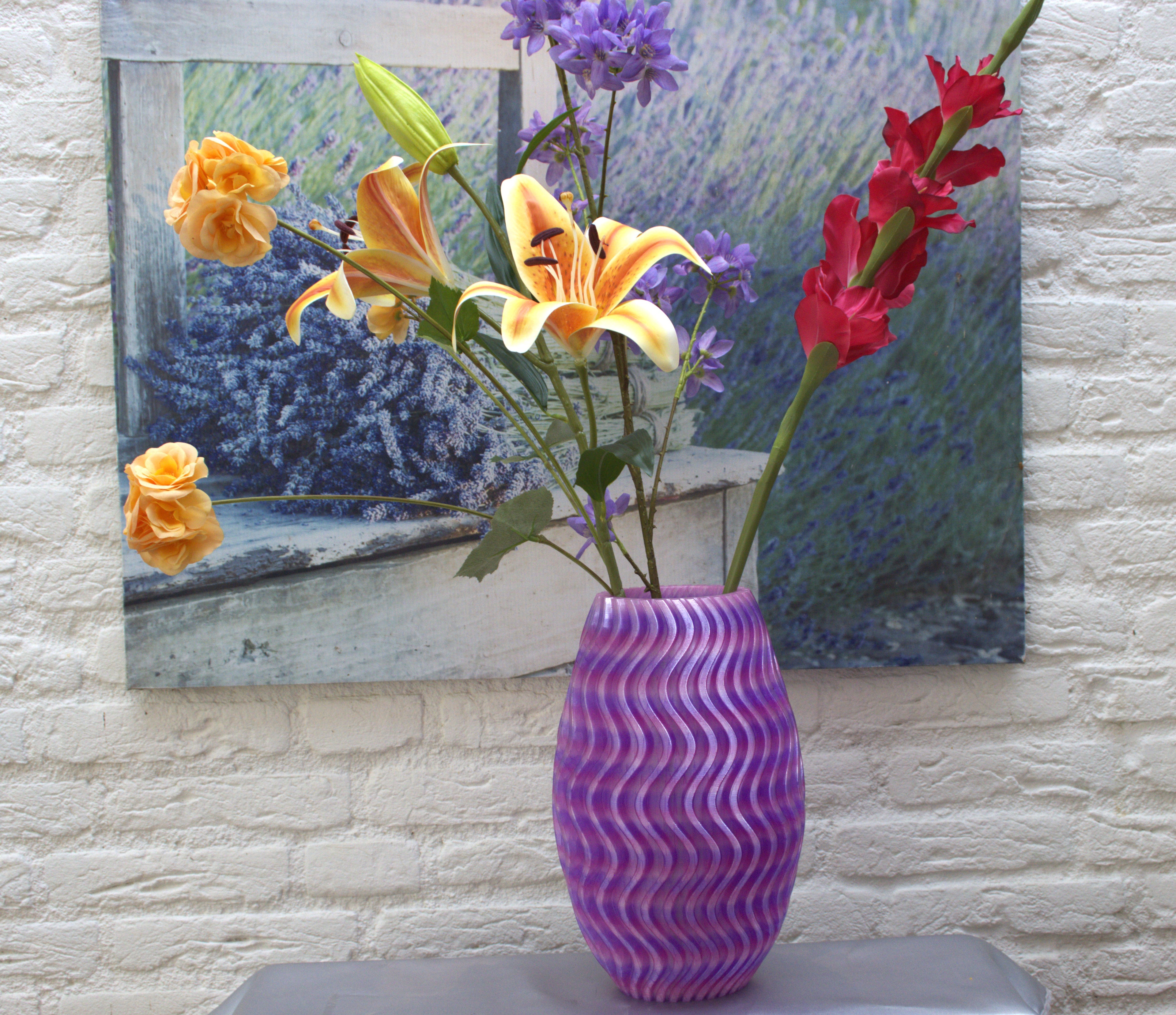 Bloemenvaas voor droogbloemen in transparant rainbow 03