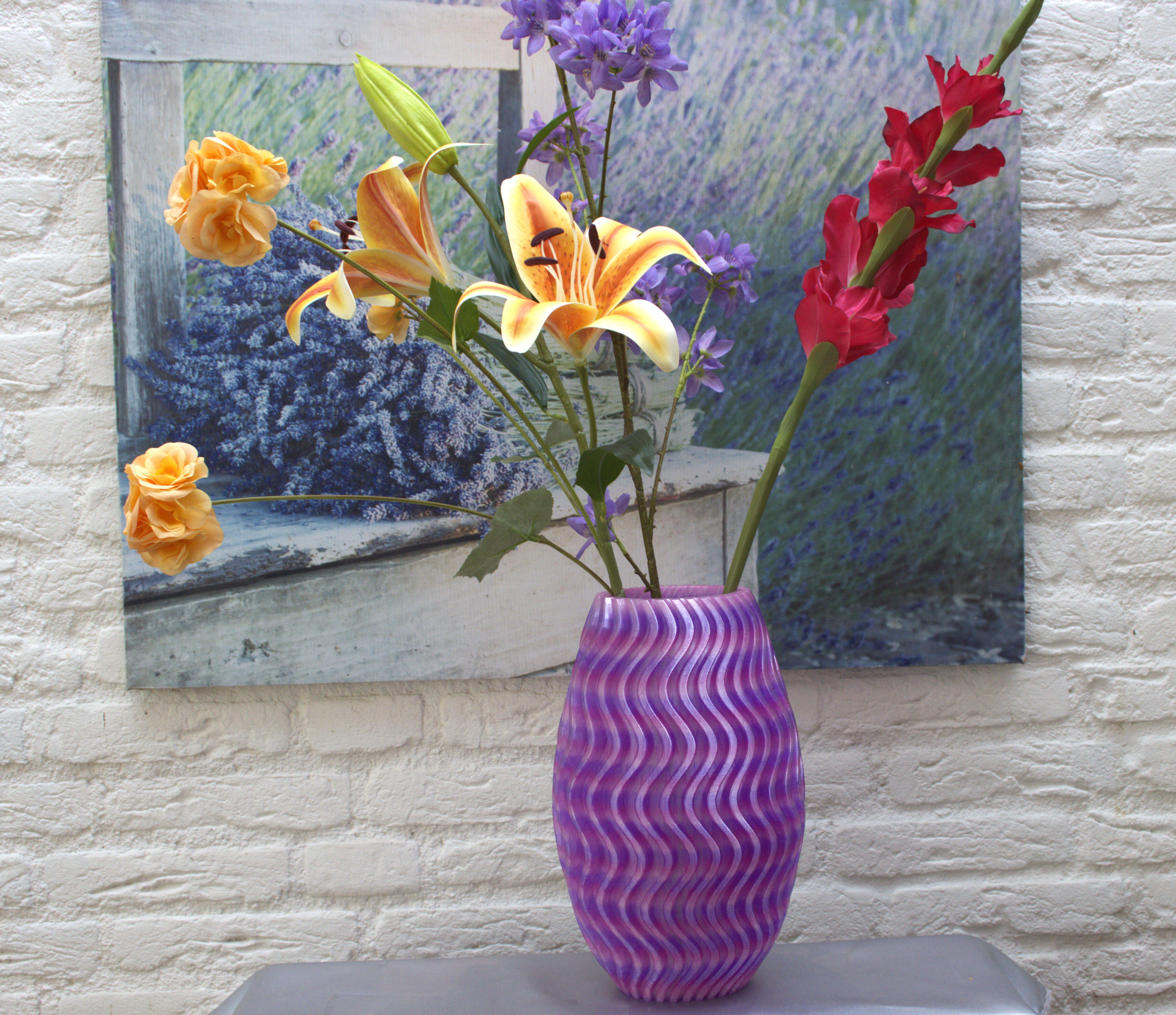 Bloemenvaas voor droogbloemen in transparant rainbow 03